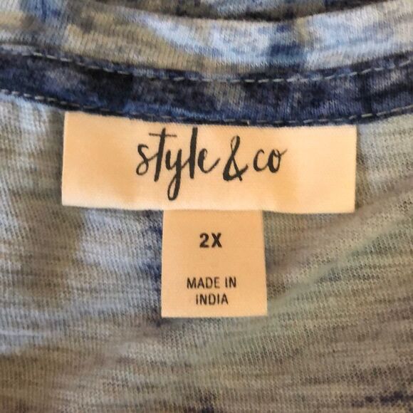 Style & Co Blue Tie Dye Plus Sized Tee Shirt 2X - Picture 11 of 12